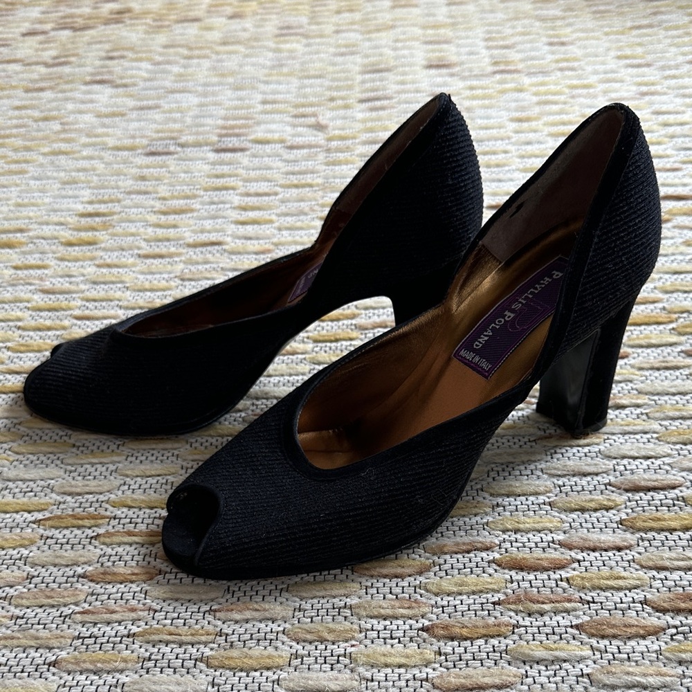 Vintage Phyllis Poland Italian Peep Toe D’orsay Heels